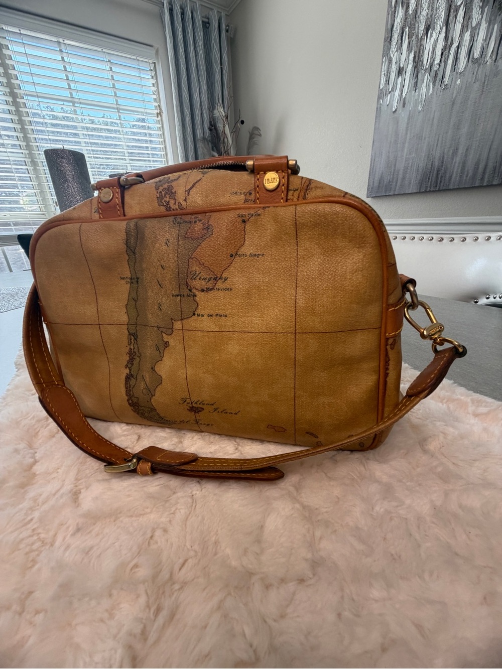 Alviero Martini 1ª Classe Geo Map Vintage Crossbody Satchel Italy - Picture 3 of 14